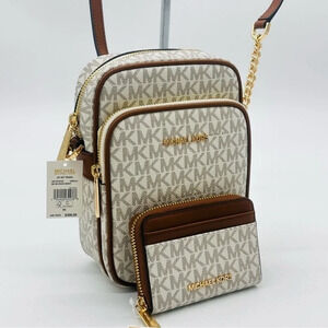 Michael Kors Medium NS Chain Xbody Bag & Jet 
Set Travel MD ZA Card Case Wallet